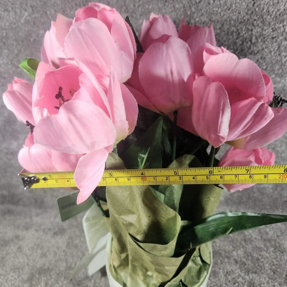 Spring Inspirations Potted Tulip Arrangement Pink Faux Floral Decor OS